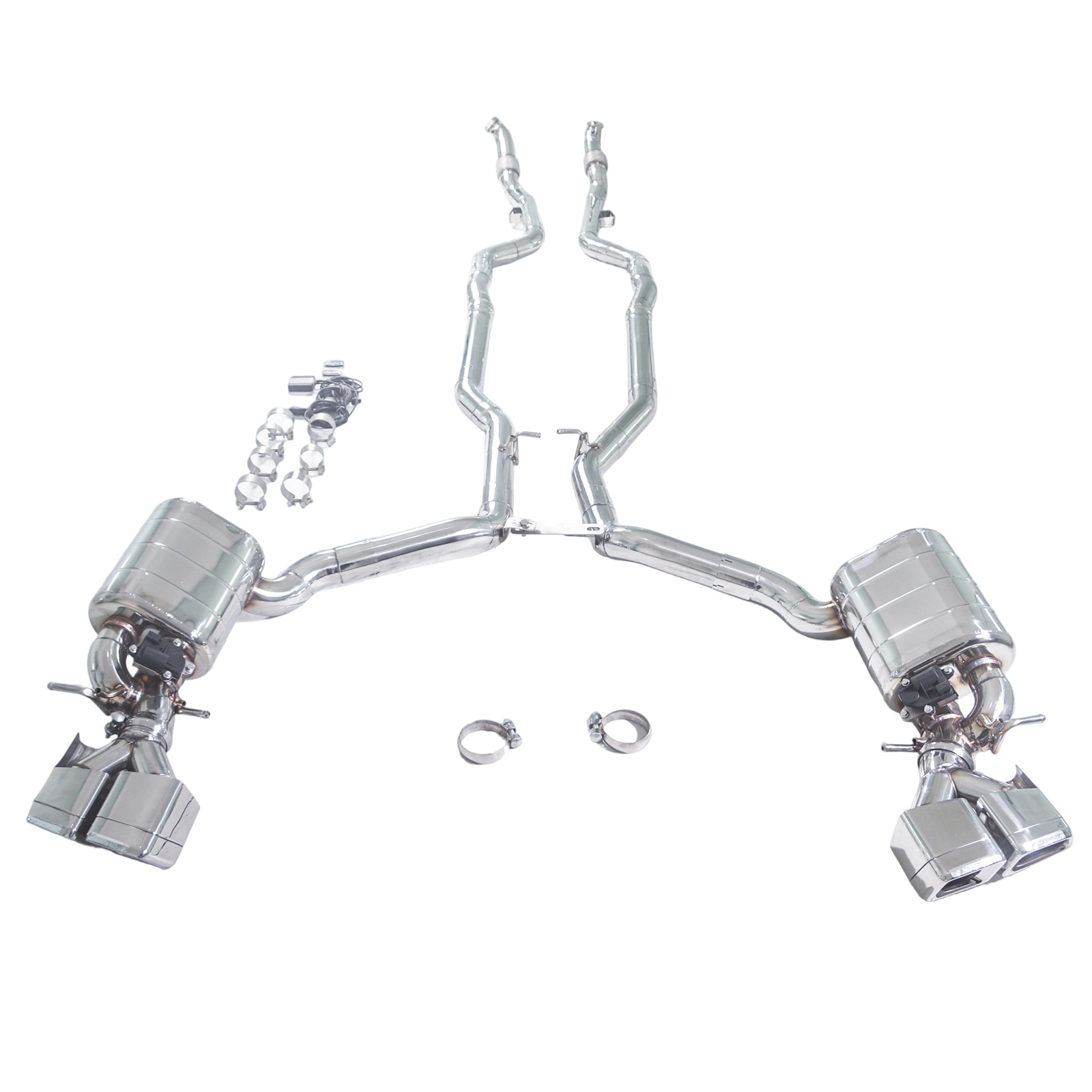 Mercedes-Benz CLS63 AMG 5.5T 2013-CatBack Exhaust System Straight-Through Front + Dual Mufflers | Dual Valves | Quad AMG Tips