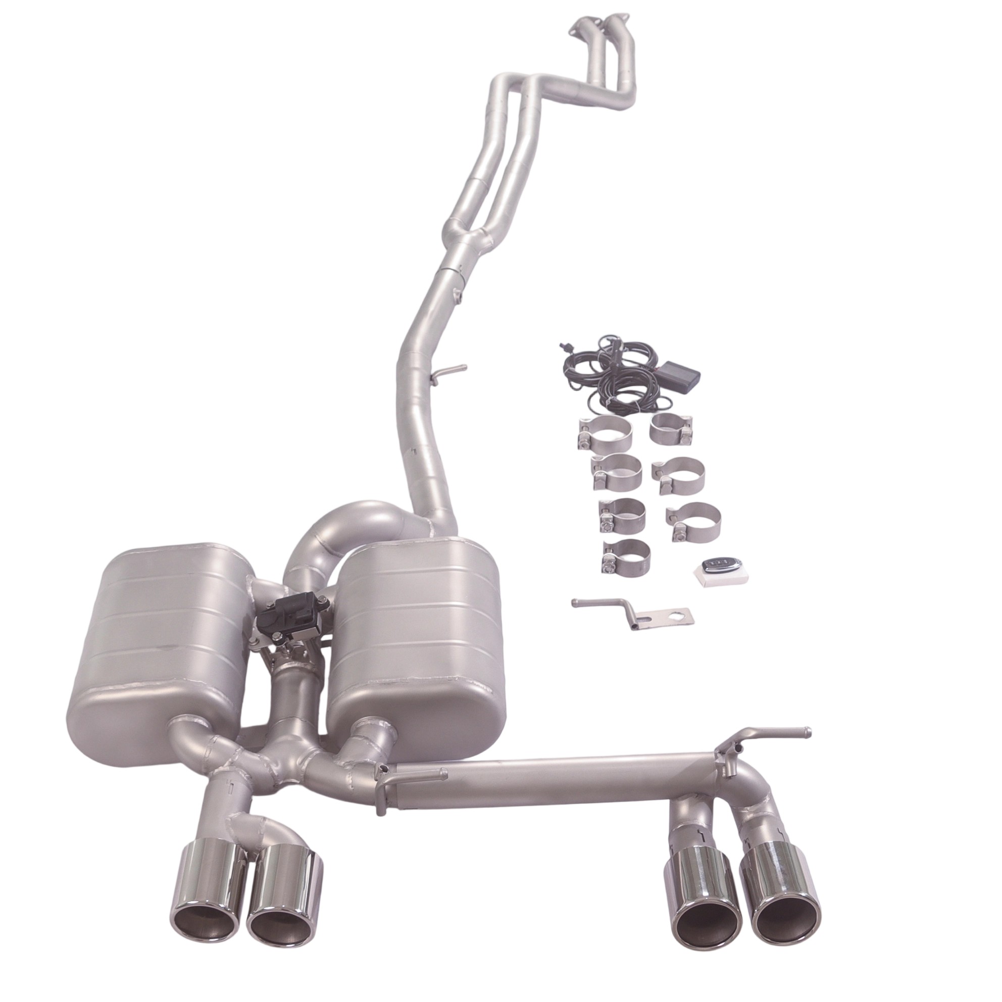 2008 BMW 330i E93 N53 HKG Cat-Back Exhaust Dual Mufflers | Single Valve | Quad Exit | M3 Rear Bumper Compatible