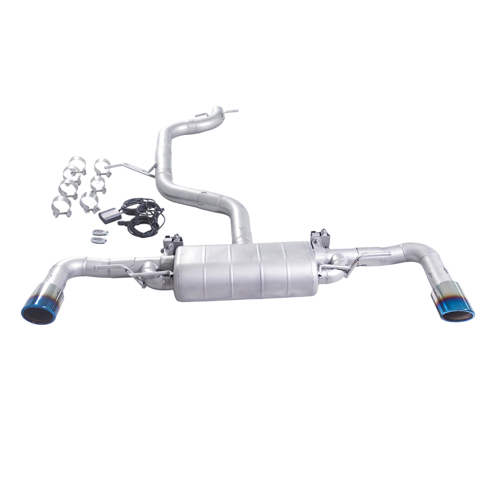 2007–2014 Audi TT MK2 2.0T HKG Valved Cat-Back Exhaust Single Muffler | Dual Valves | Dual Exit | Blue Plated Tips