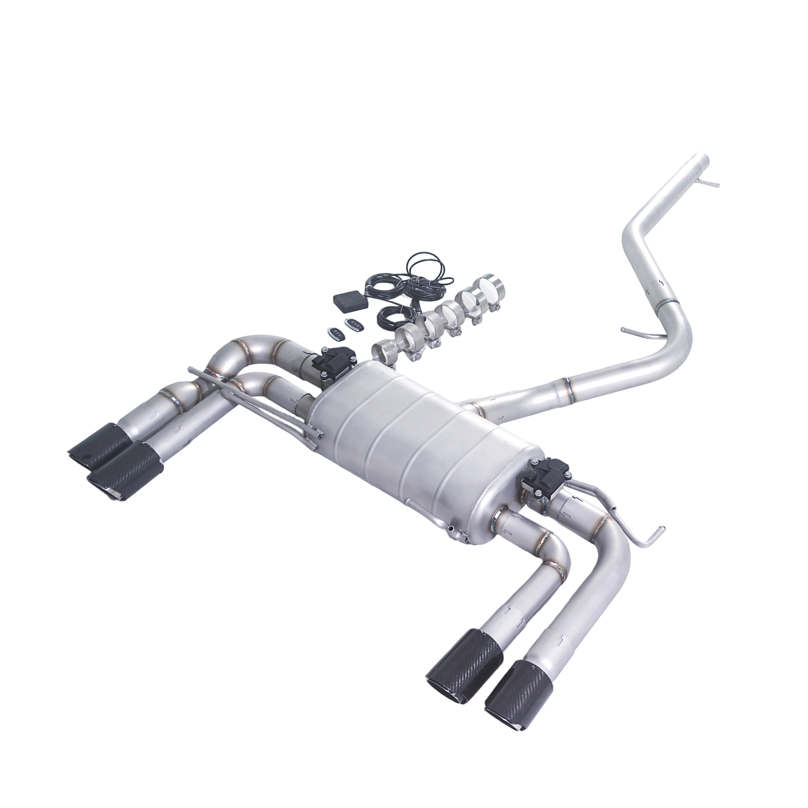 2017 Audi Q3 1.4T FWD GFC Cat-Back Exhaust Single Muffler | Dual Valves | Quad Exit | Carbon Fiber Tips