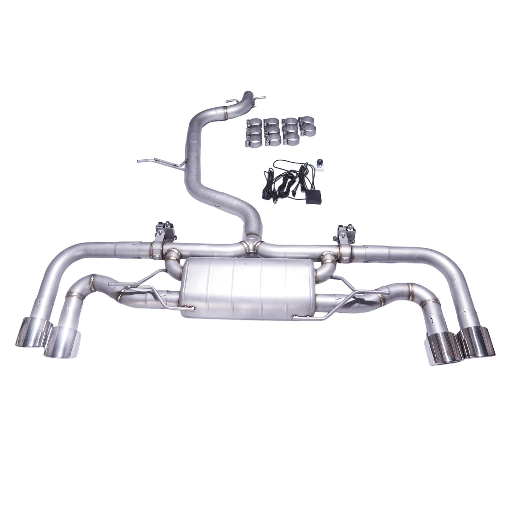 2007 Audi TT MK2 2.0T GFC Valved Cat-Back Exhaust System Single Muffler | Dual Valves | Quad 101mm Slash-Cut Rolled Tips