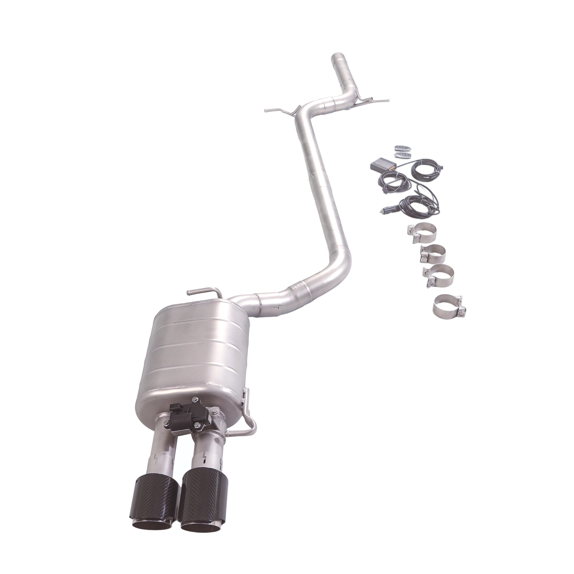 2009 Audi A4 2.0T HKG Valved Cat-Back Exhaust Single Muffler | Single Valve | Single-Side Dual 89mm Slash-Cut Carbon Fiber Tips