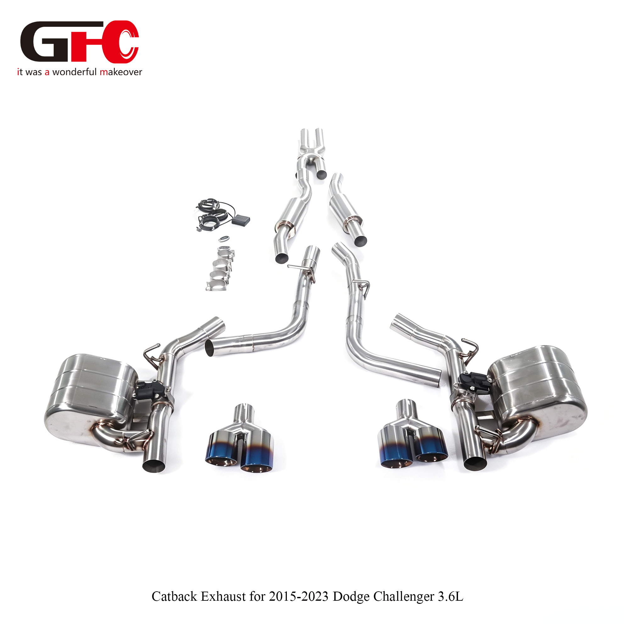 2015-2023 Dodge Challenger 3.6L GFC Catback Exhaust System: Dual Muffler, Dual Valvetronic, Dual Exit