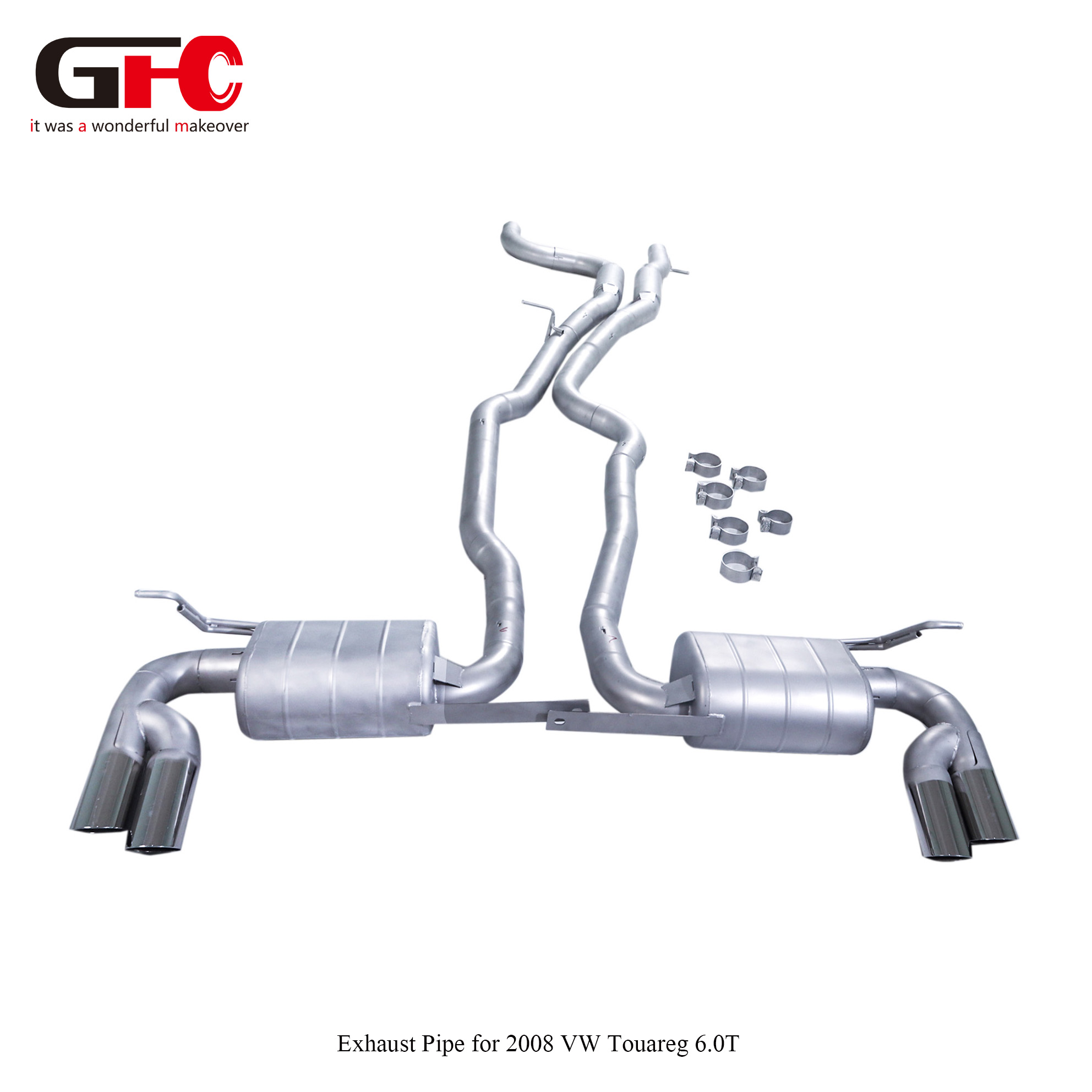 2008 Volkswagen Touareg 6.0L Modified Catback Exhaust Dual M-Mufflers Swallow-tail Quad Exit
