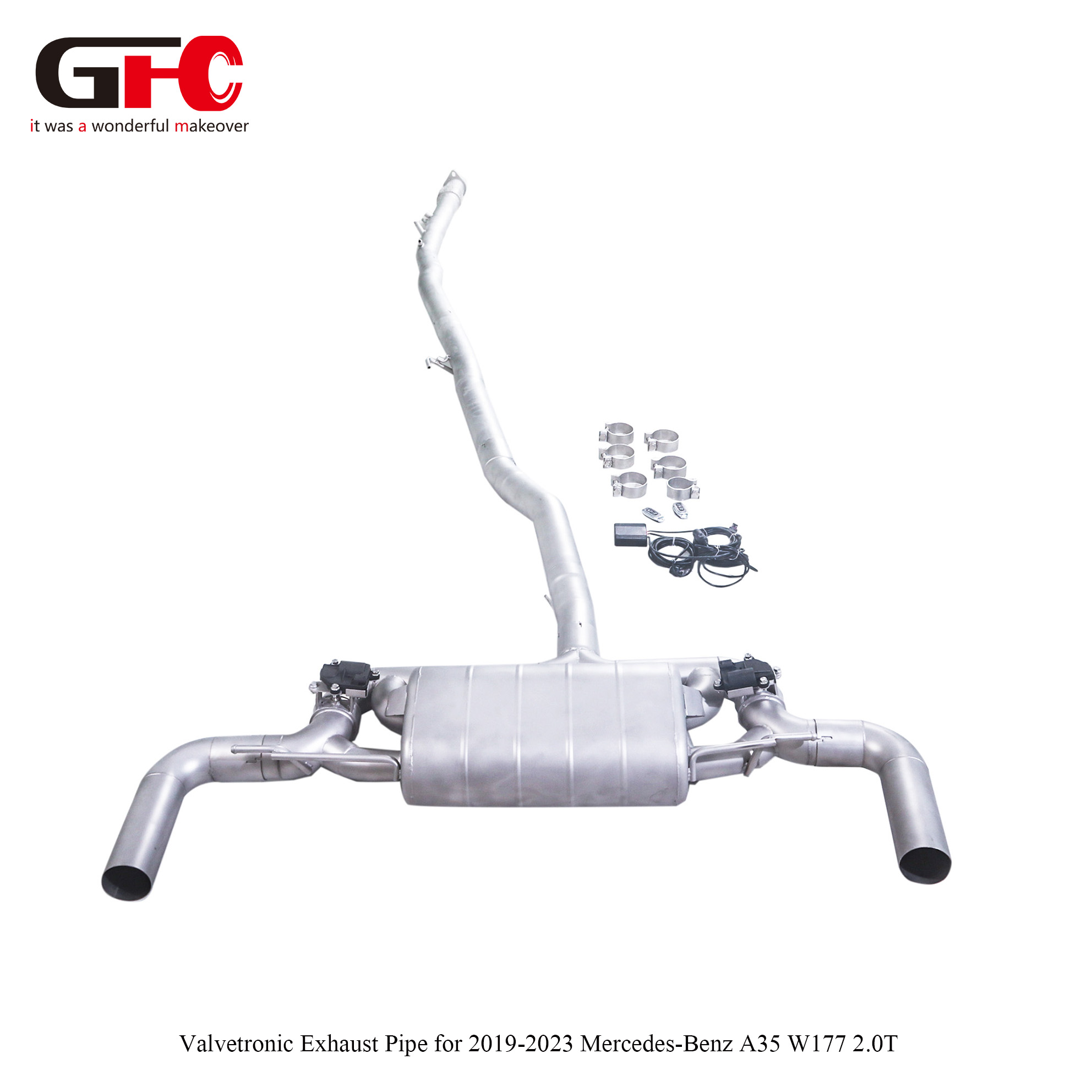 2021 Mercedes-Benz A35 2.0T Catback Exhaust Single Muffler Dual Valvetronic Compatible with Factory Exhaust Tip Trim