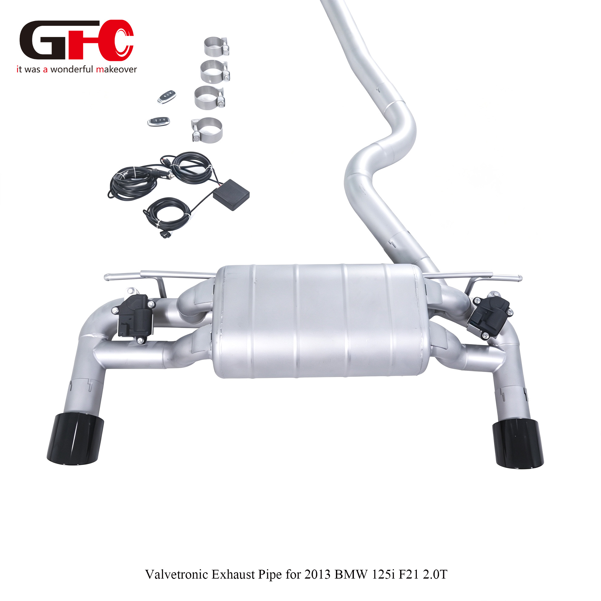2013 BMW 125i (F21) 2.0T B48 GFC Catback Pipe Exhaust System: Single Muffler, Dual Valvetronic, Dual Exit (One Tip Per Side)