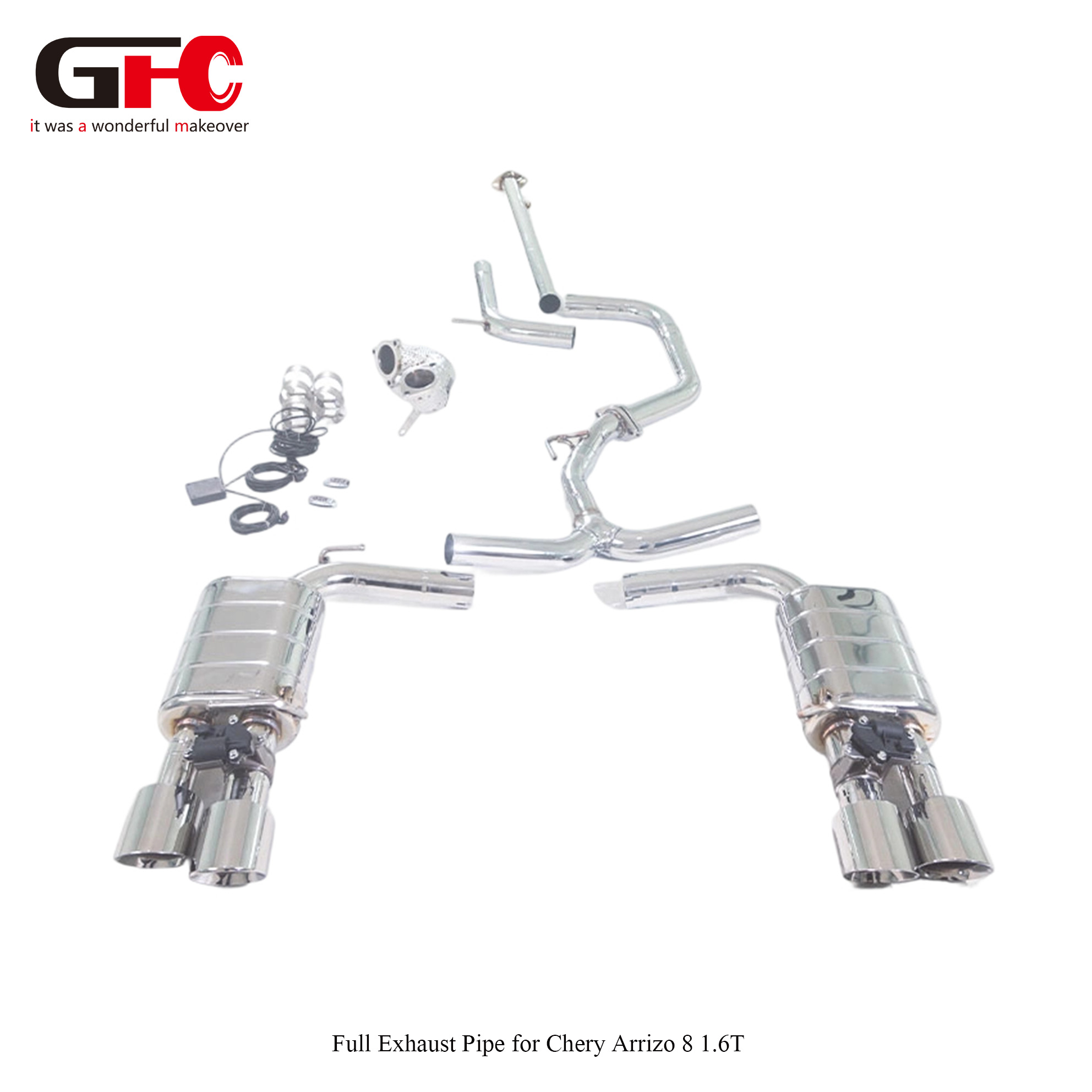 2022-2024 Chery Arrizo 8 1.6T Catless Downpipe & Valved Cat-Back System with Dual Mufflers & Quad Exit