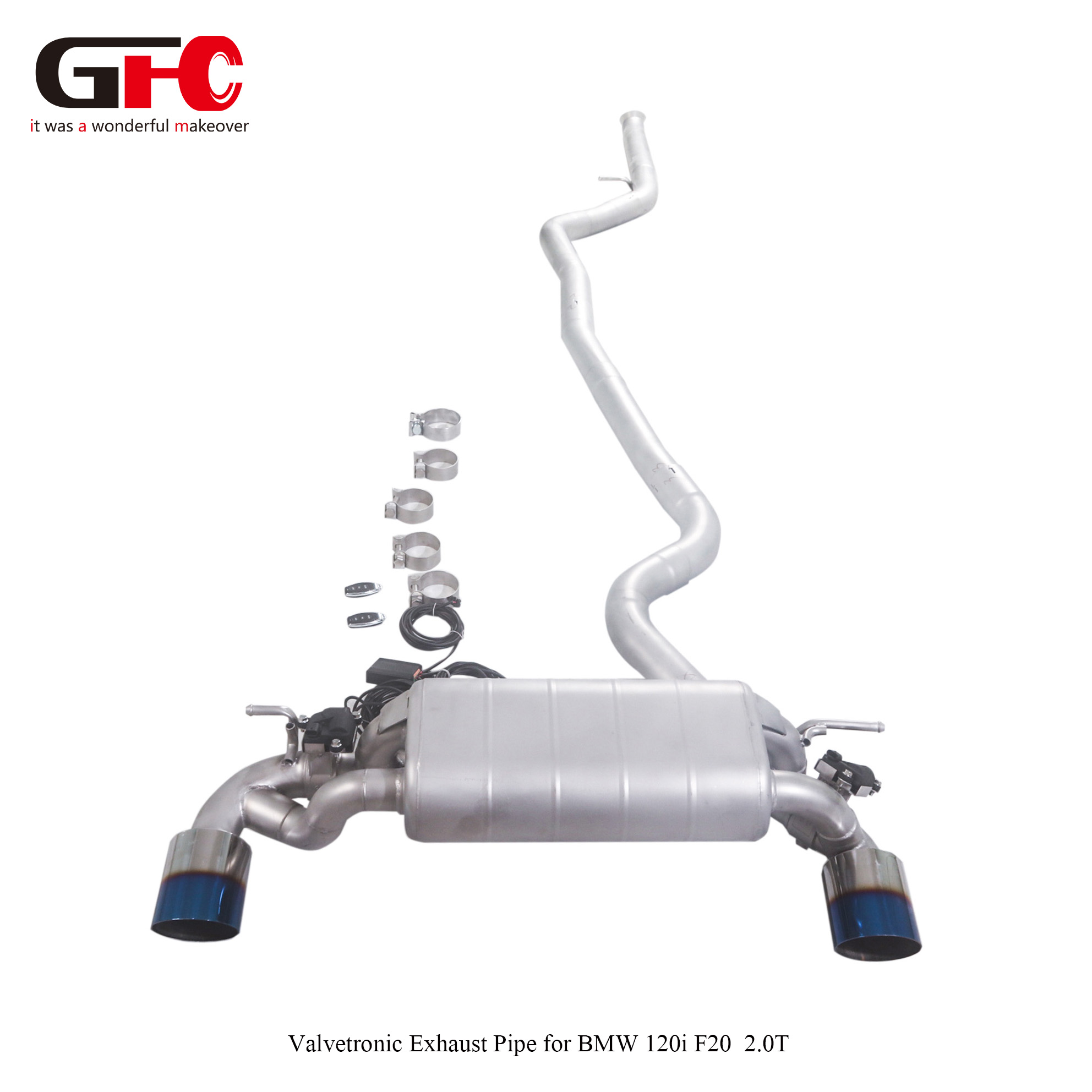 2019 BMW 120I F20 B48 2.0T Modified Catback Exhaust Single Muffler Dual Valves Dual Exit Fit for M140 Diffuser