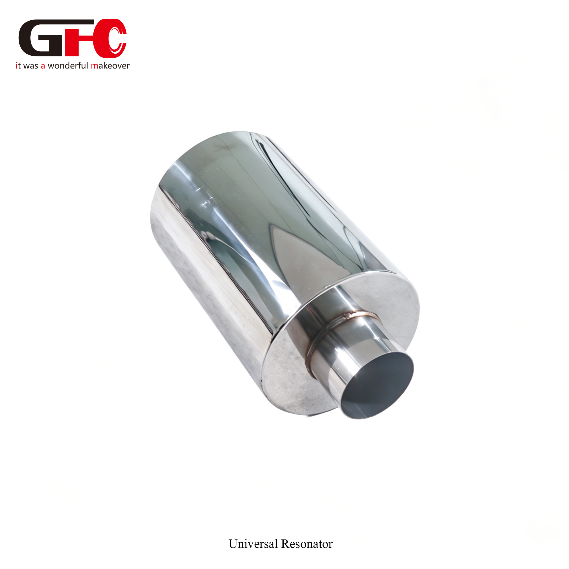 Universal SUS304 Stainless Steel Resonator - 2.36" to 3.5" Inlet/Outlet, 9.65" Body Length Round Exhaust Resonator