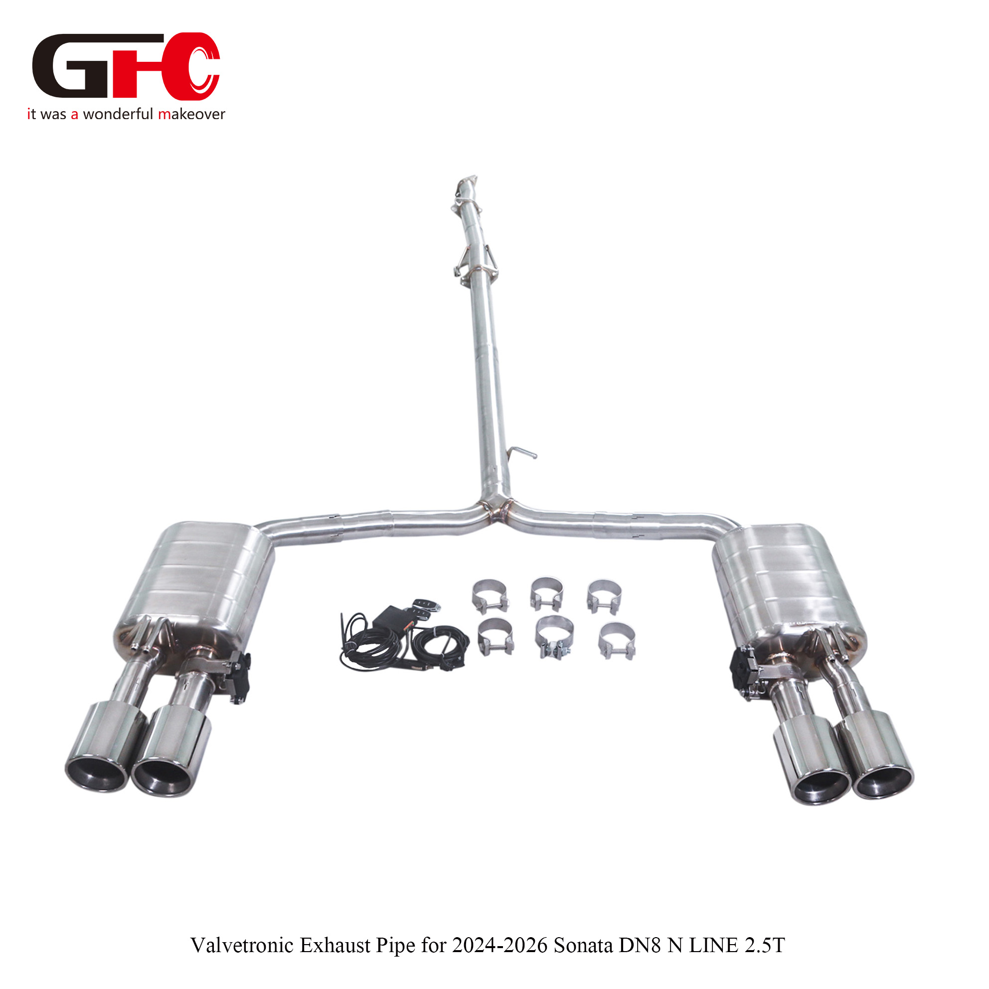 2025 Hyundai Sonata DN8 N Line 2.5T Catback with Dual Mufflers Dual Electronic Control Valves Quad Tips