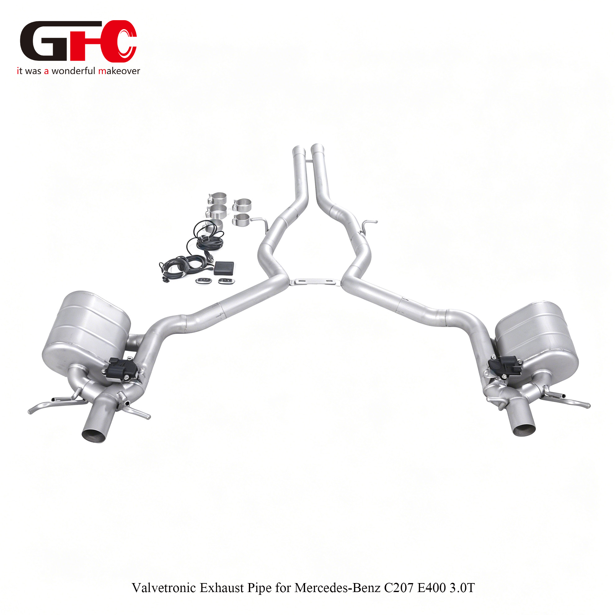 2016 Mercedes-Benz E400 C207 3.0T GFC Catback Exhaust System: Dual Mufflers, Dual Valvetronic, Dual Exit (One Tip Per Side)