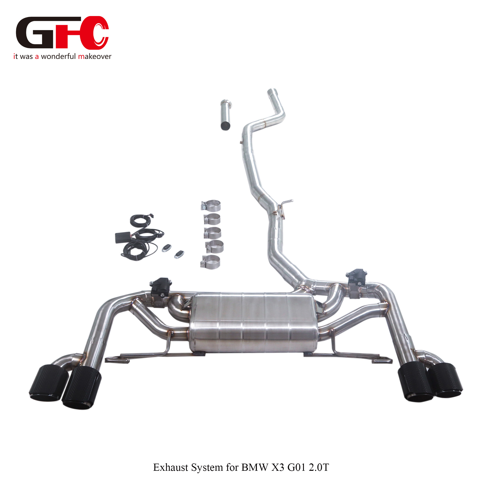 2023 BMW X3 G01 2.0T GFC Catback with Single Muffler Dual Valvetronic Swallow-tail Quad Exit