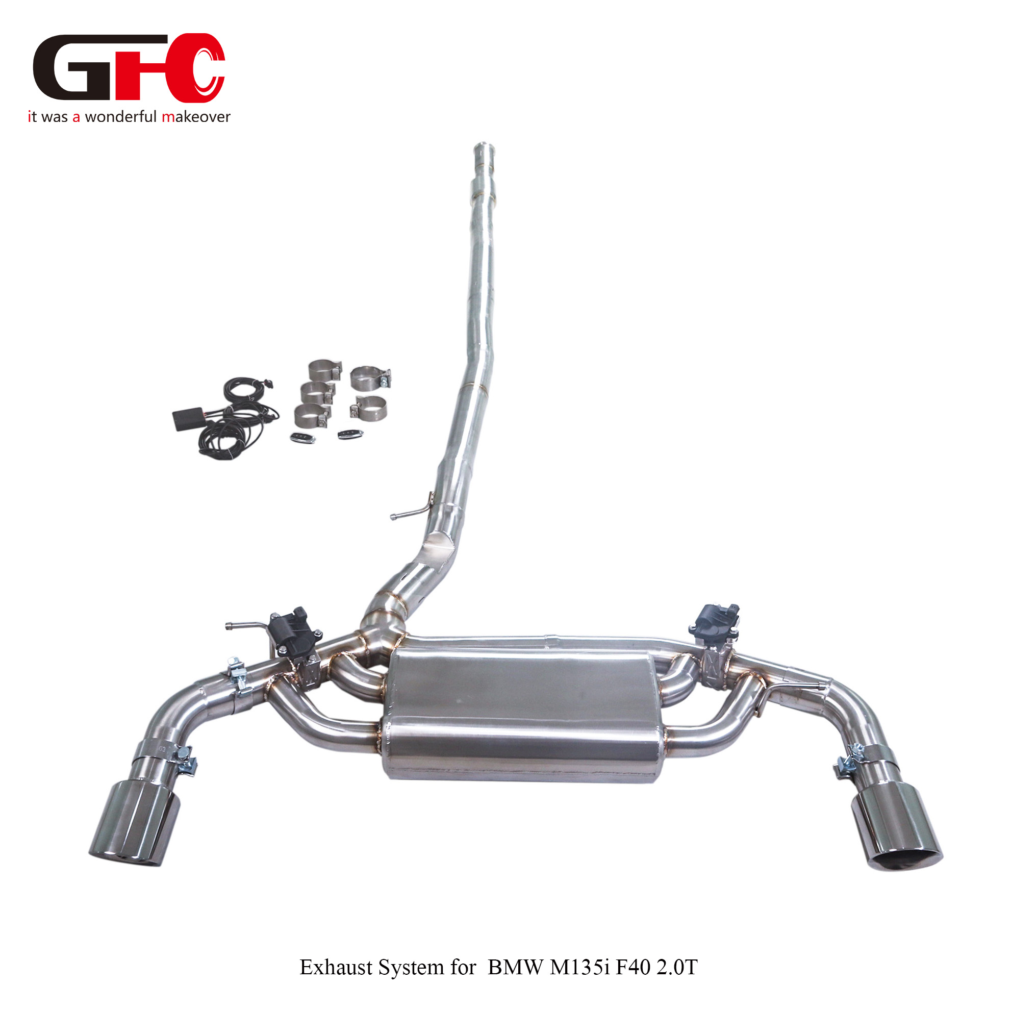 2020 BMW M135i 2.0T AWD F40 GFC Catback with Single Muffler Dual Valvetronic Swallow-tail Dual Exit