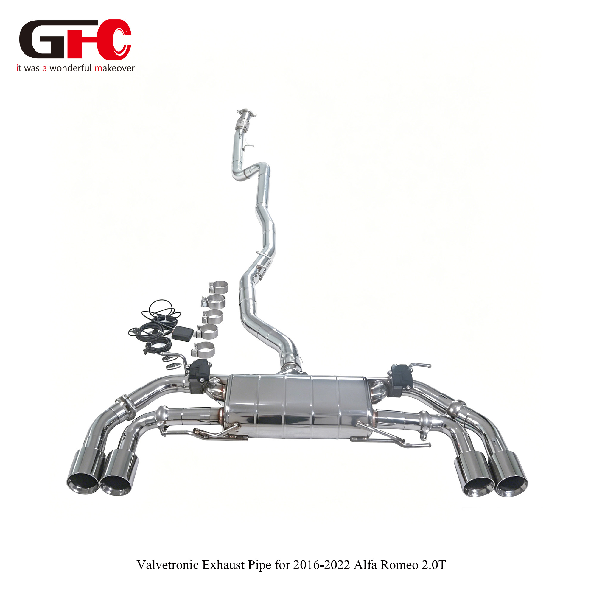 Alfa Romeo 2.0T Modified Catback Exhaust Single Muffler Dual Valvetronic Quad Exit