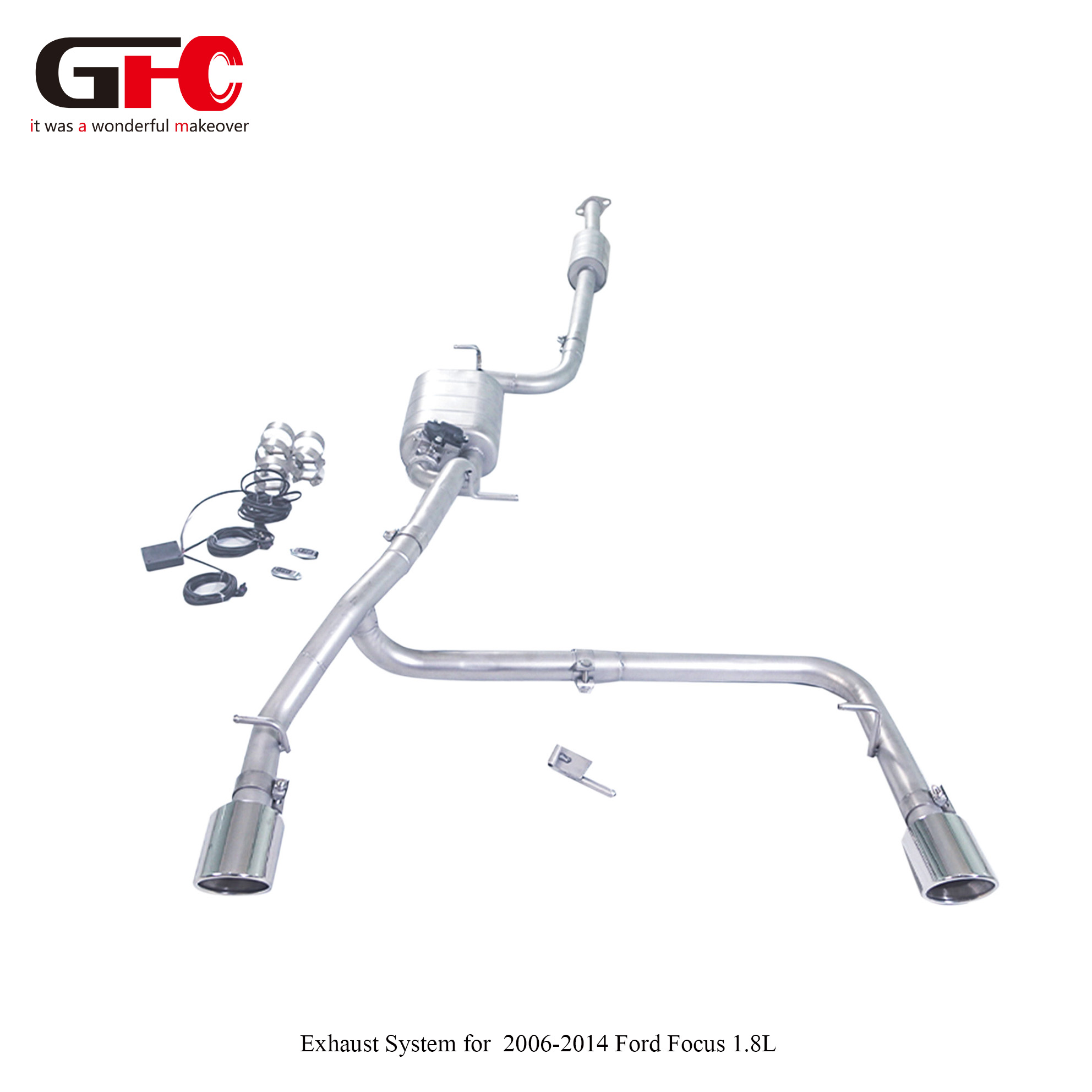 2013-2019 Audi Q7 3.0T GFC Catback with Single Muffler Dual Valvetronic Swallow-tail Quad Exit