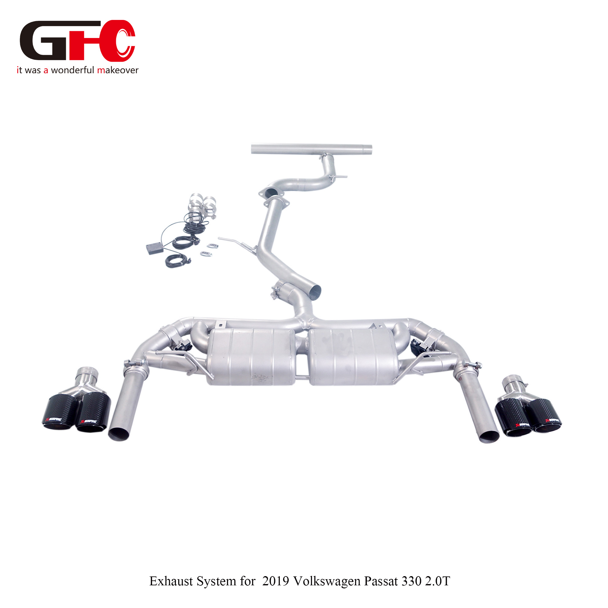 2019 Volkswagen Passat 330 2.0T Downpipe & Catback with Dual Muffler Dual Valvetronic Quad Exit