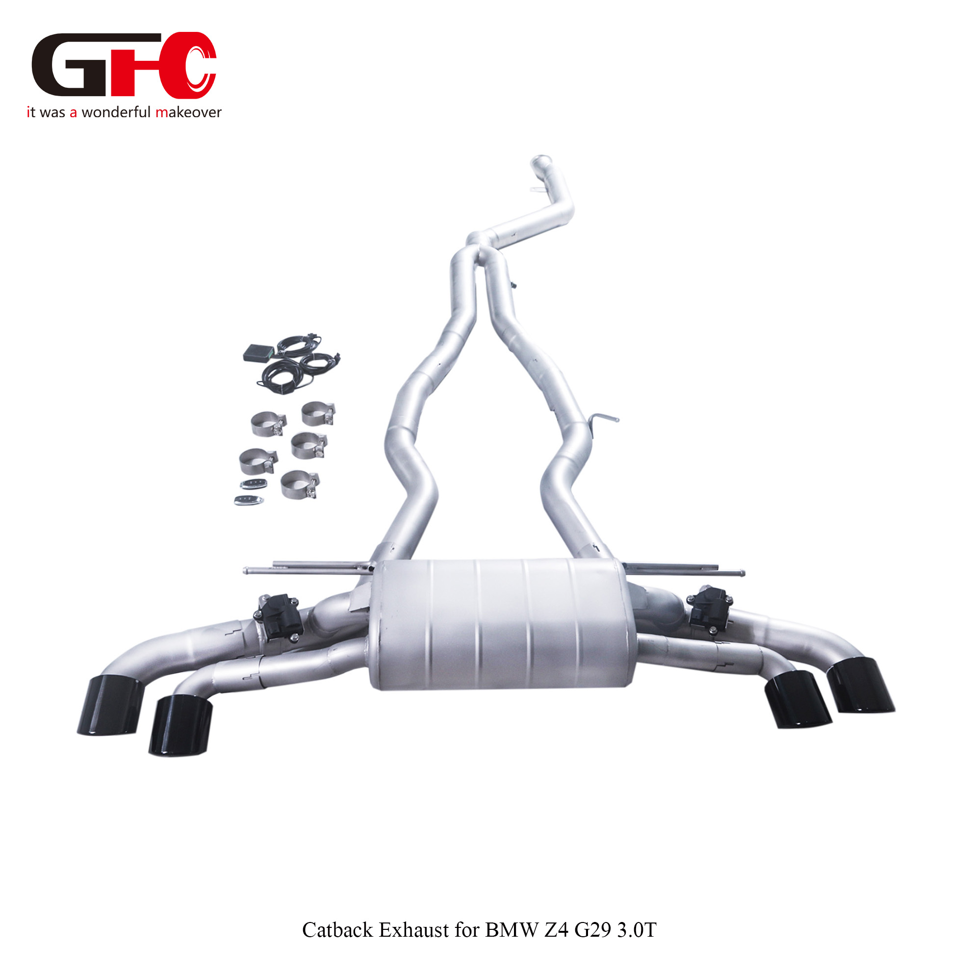 BMW Z4 3.0T Modified Catback Exhaust Single Muffler Dual Valvetronic Swallow-tail Quad Exit