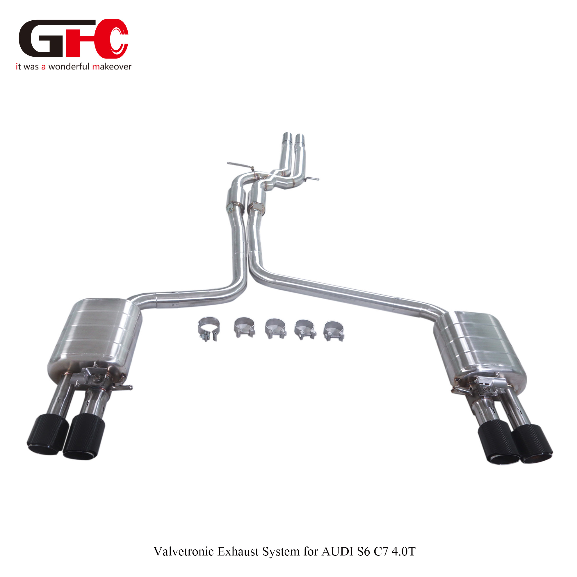 2013 Audi S6 C7 4.0T Modified Catback Exhaust Dual Mufflers Dual Valvetronic Quad Exit