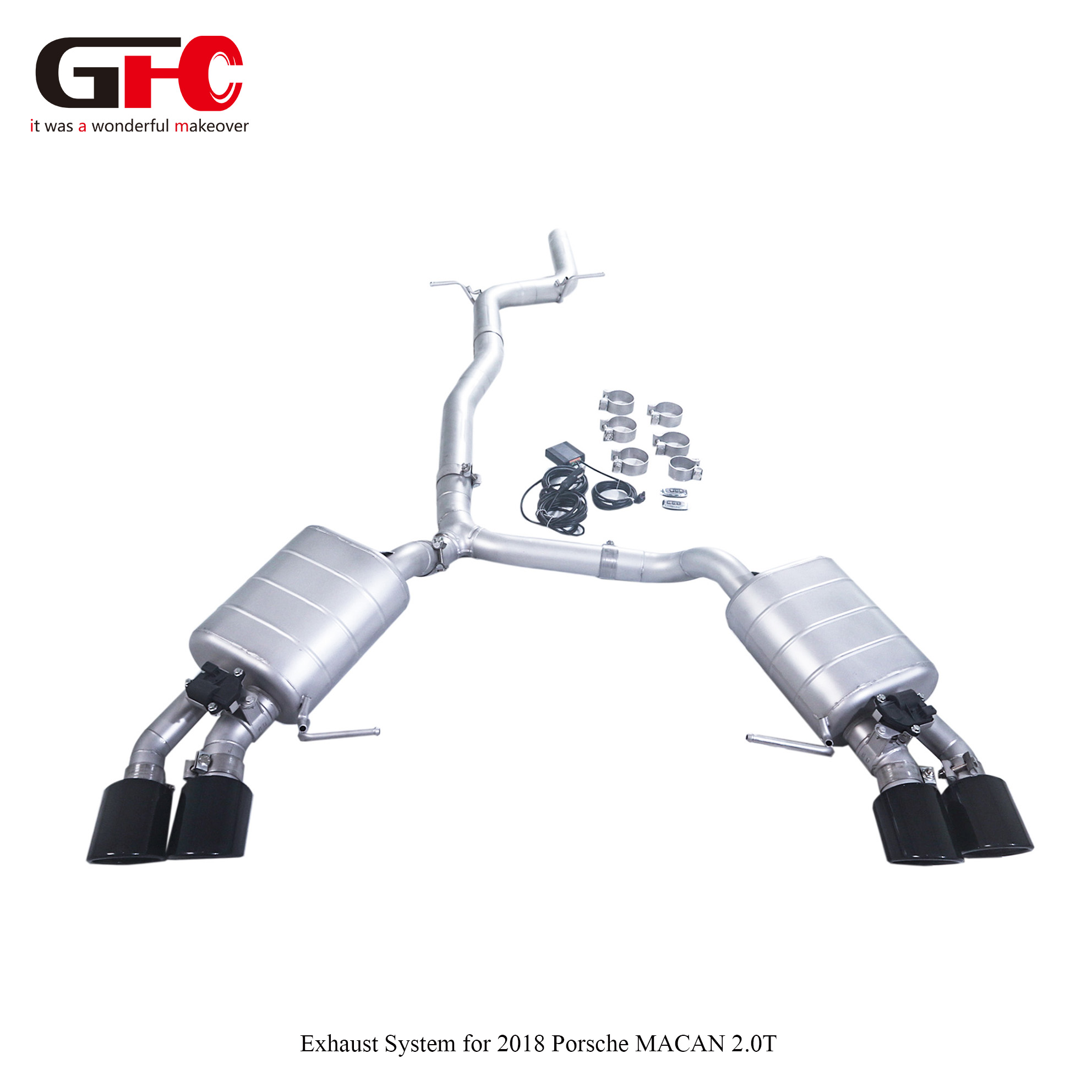 2018 Porsche Macan 2.0T Catback Exhaust Dual Muffler Dual Valvetronic Quad Exit
