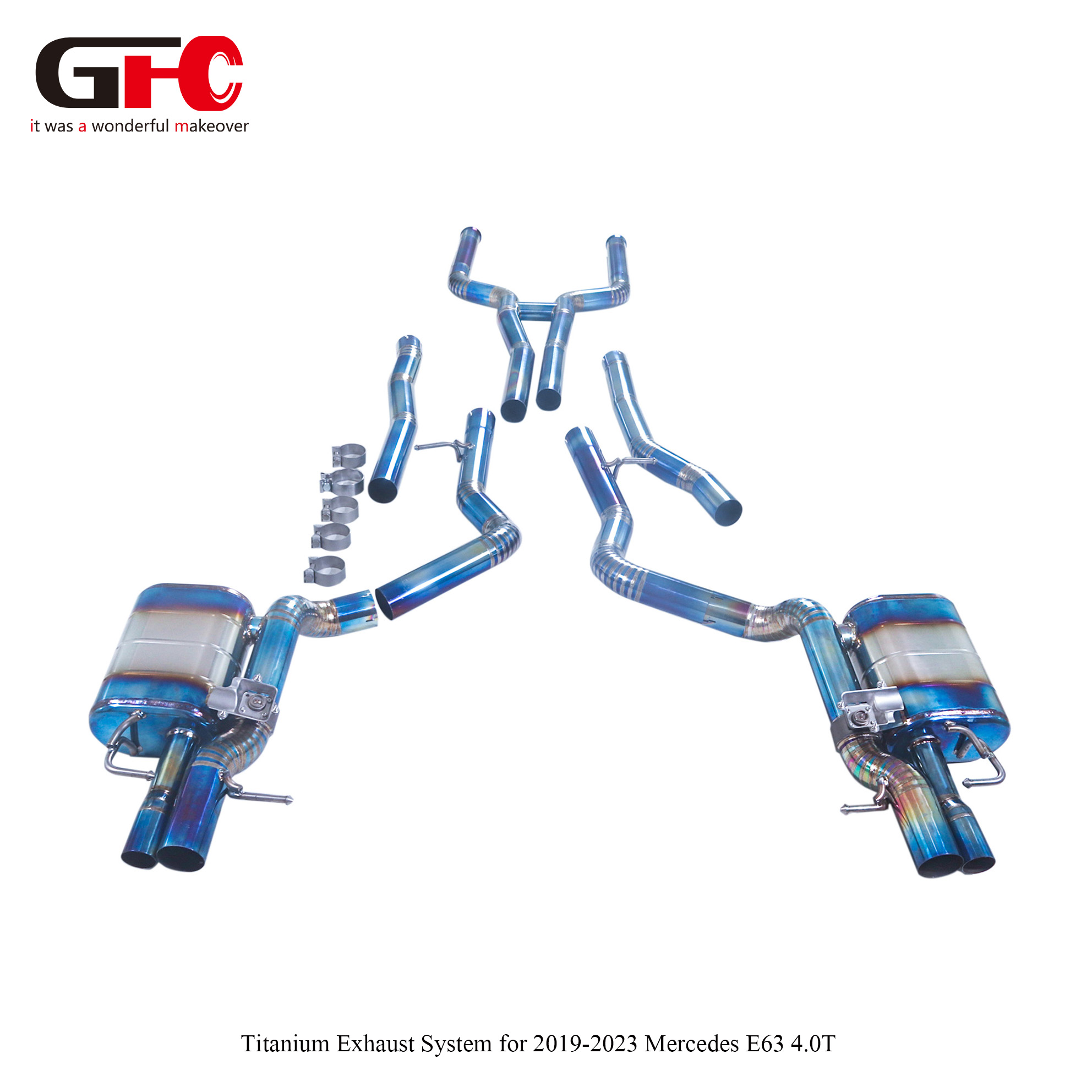 2021 Mercedes-Benz E63 W213 4.0T Titanium GFC Catback with Dual Muffler Dual Valvetronic Fit OEM Trim