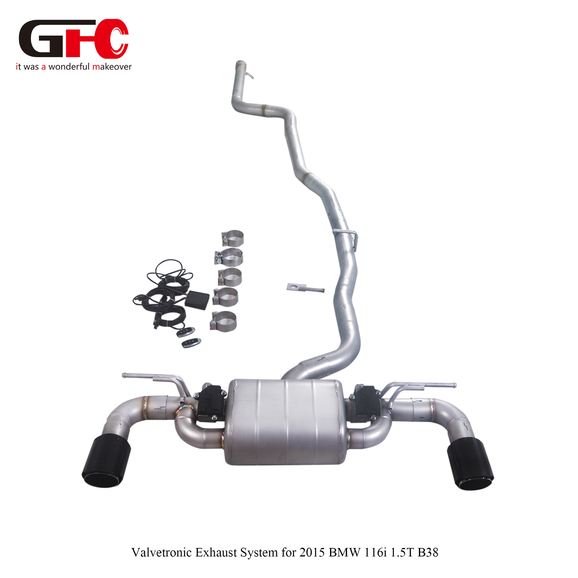 2015 BMW 116i 1.5T B38 Catback with Single Muffler Dual Valves Swallow Tail