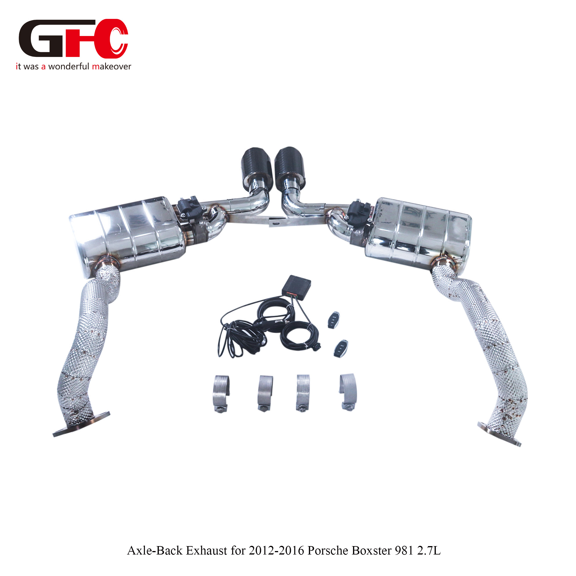 2014 Porsche Boxster 981 2.7L GFC Valved Axle-Back Dual-Muffler Center Dual-Exit Exhaust System