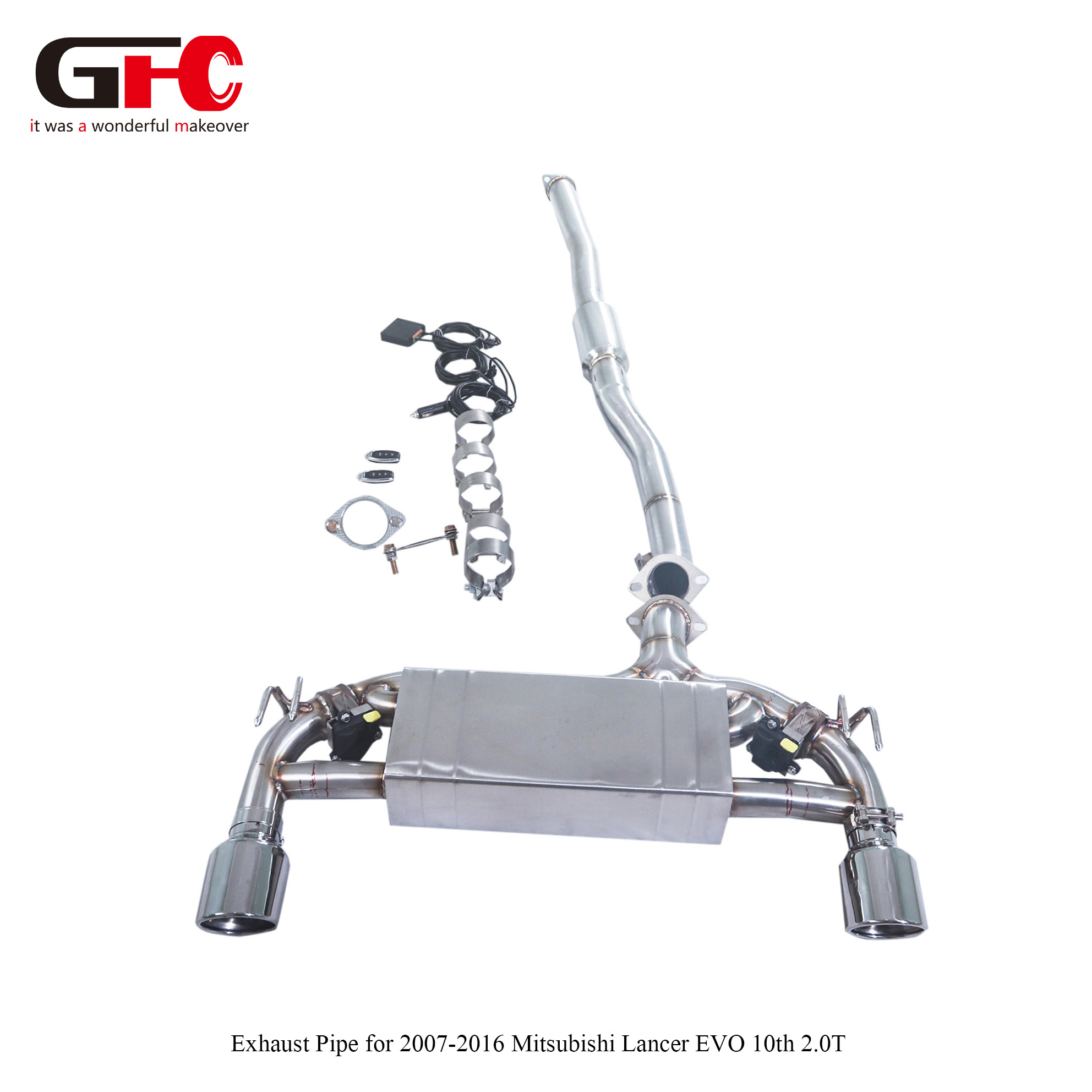 2008-2015 Mitsubishi Lancer EVO X 2.0T GFC Catback Exhaust Single Muffler Dual Valvetronic Dual Exit
