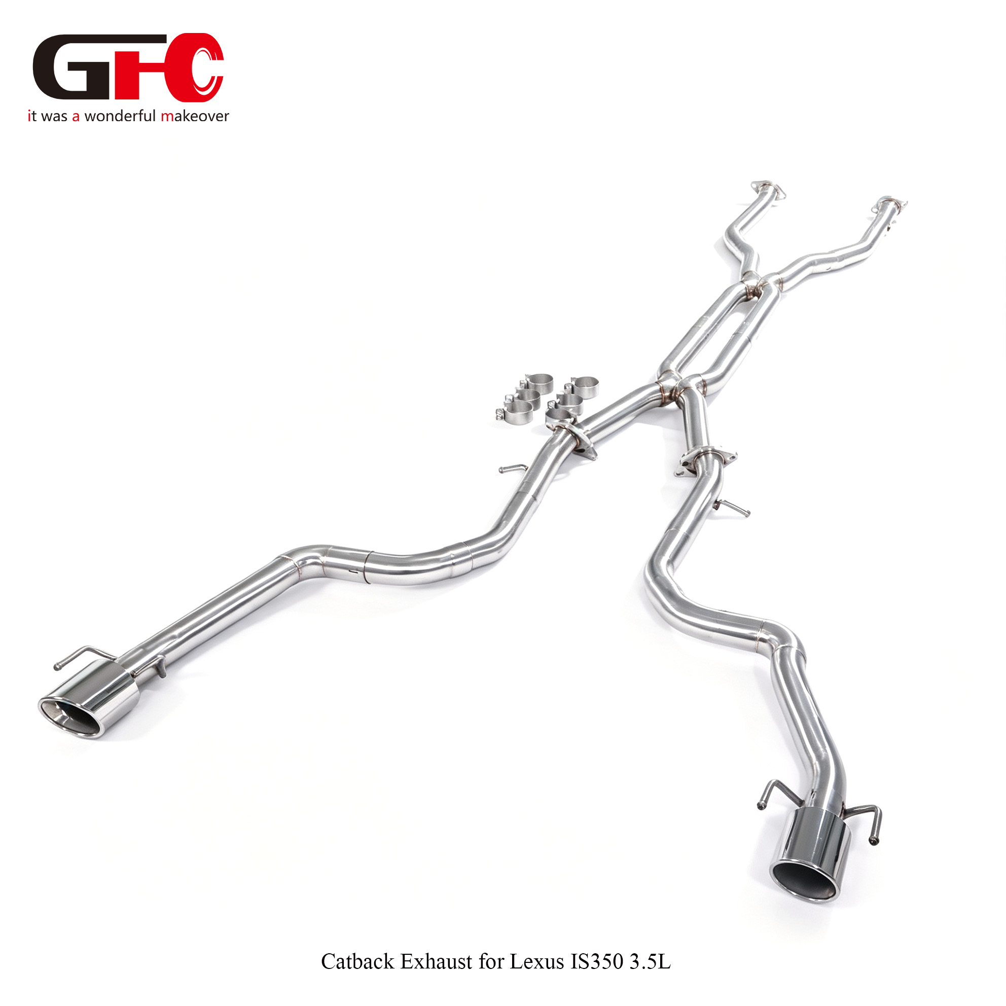 Lexus IS350 3.5L GFC Catback Exhaust System: Straight Pipe, Dual Exit (One Tip Per Side)
