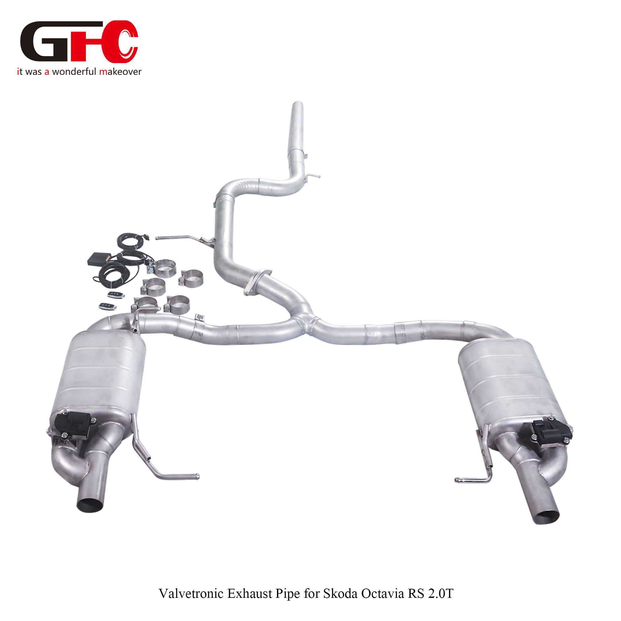 Skoda Octavia RS 2.0T Modified Catback Exhaust Dual Muffler Dual Valvetronic Dual Exit Compatible with Factory Exhaust Tip Trim