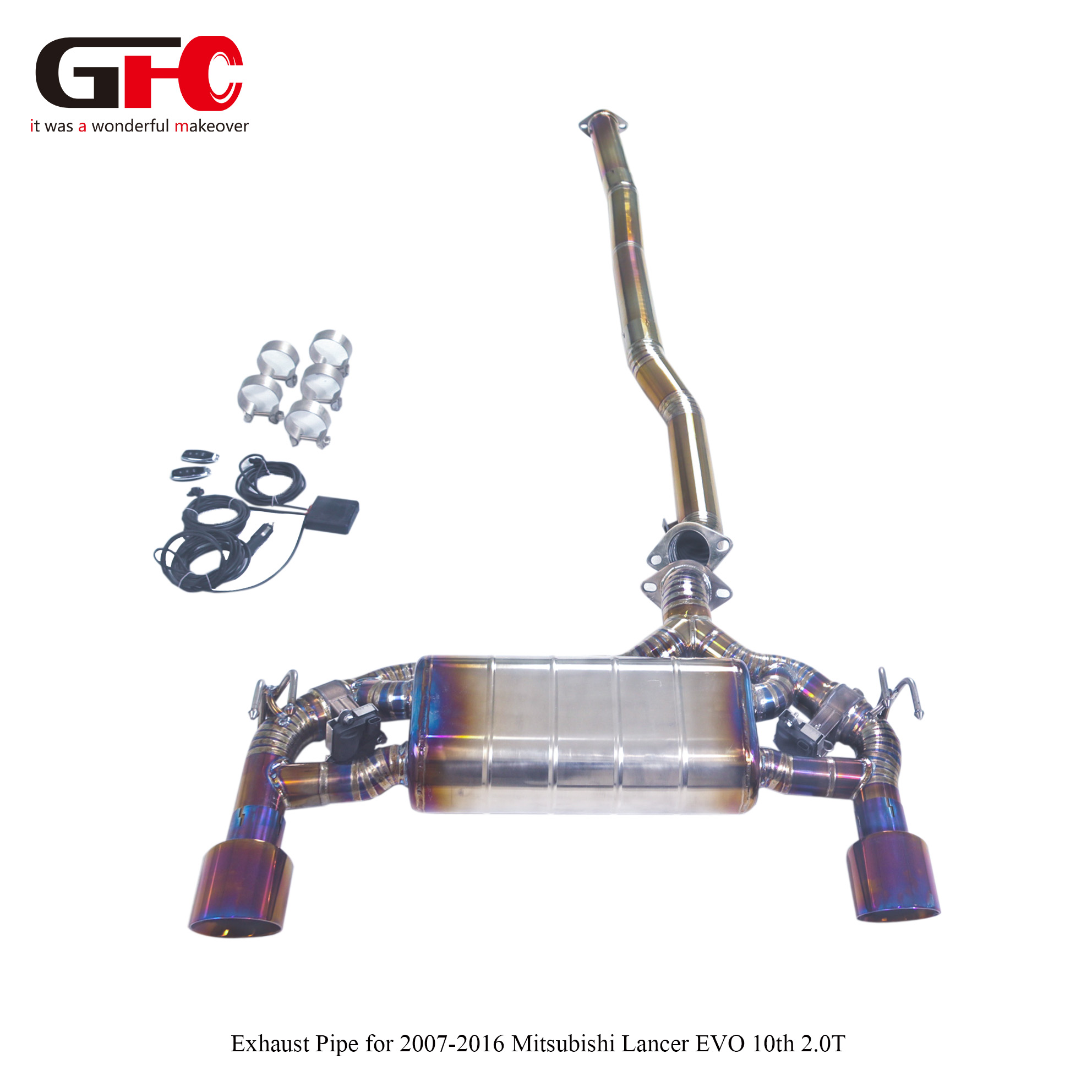 2008-2015 Mitsubishi Lancer EVO X 2.0T Catback Exhaust Single Muffler Dual Valvetronic Dual Exit