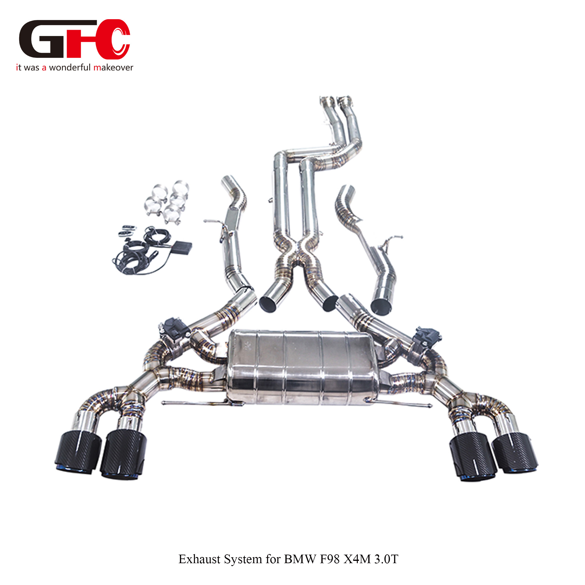 2019 BMW X4M (F98) 3.0T Catback Exhaust Single Muffler Dual Valvetronic Quad Exit