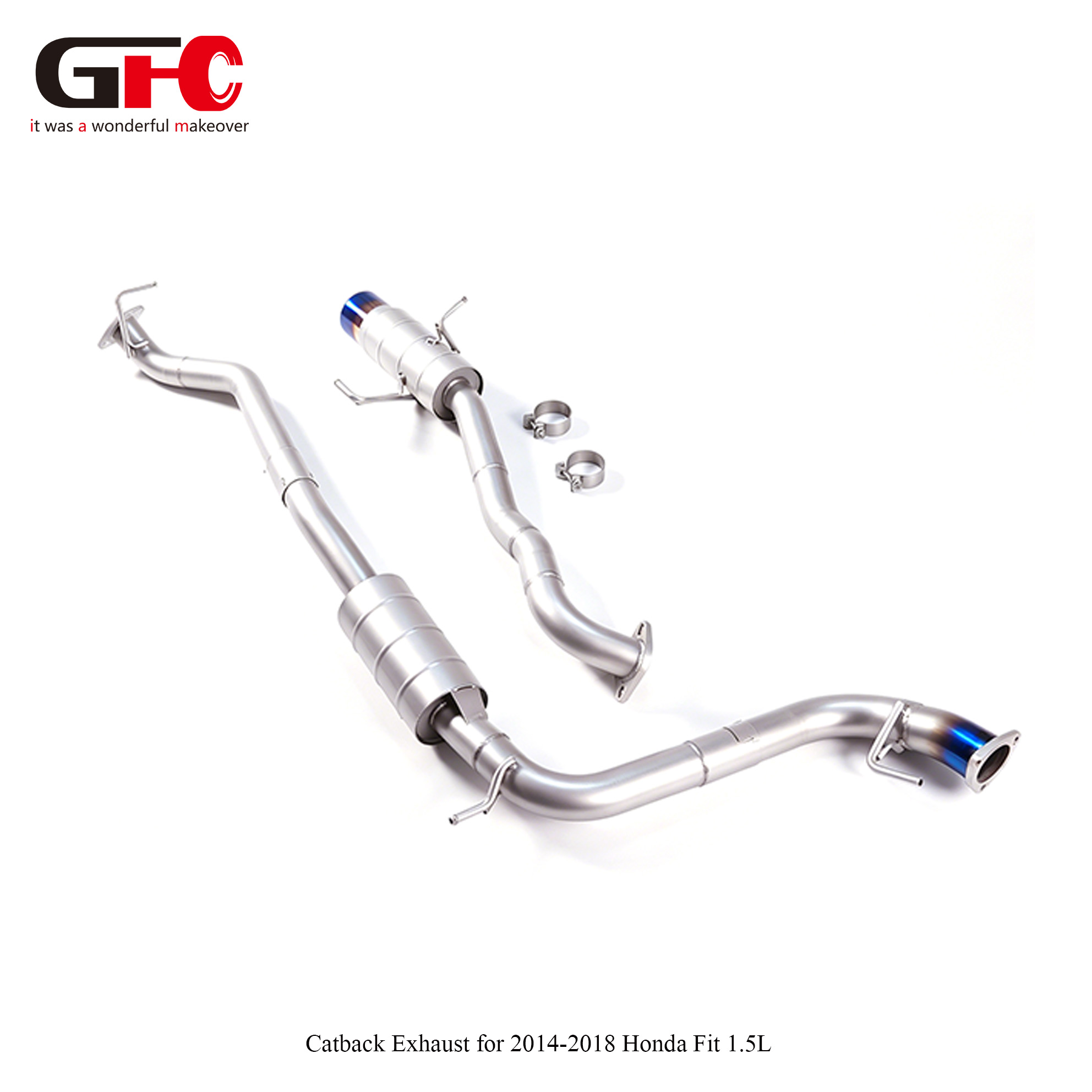2018 Honda Fit 1.5L Catback & Muffler with 101 Burnt Blue Exhaust Tip
