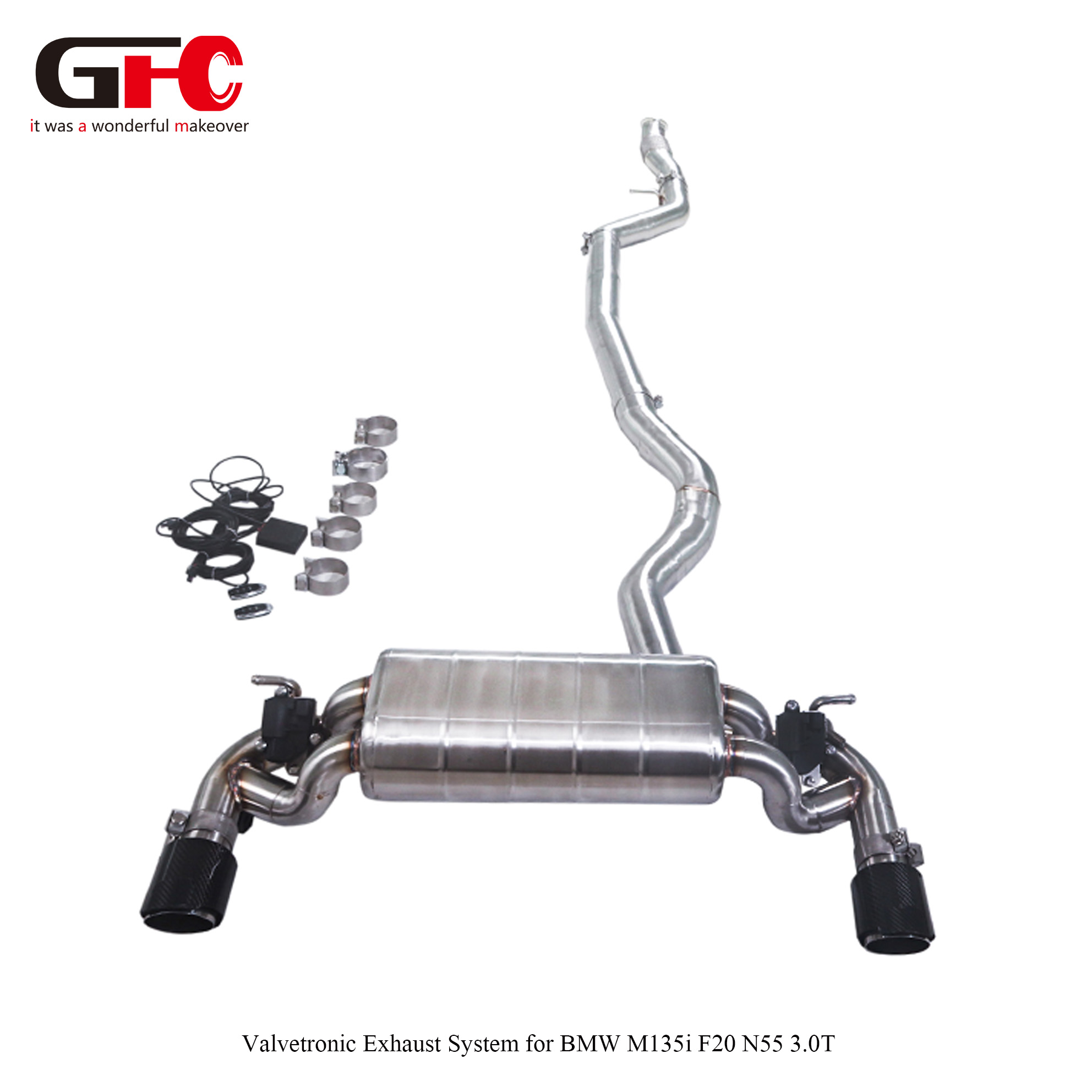 2014 BMW M135I F20 N55 3.0T Modified Catback Exhaust Single Muffler Dual Valves Dual Exit