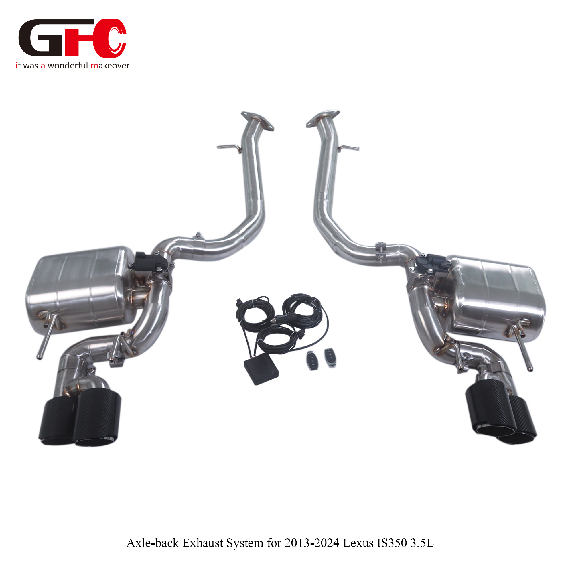 2021 Lexus IS350 3.5L Valved Axle-Back Exhaust with Dual Mufflers & Quad Stacked Tips
