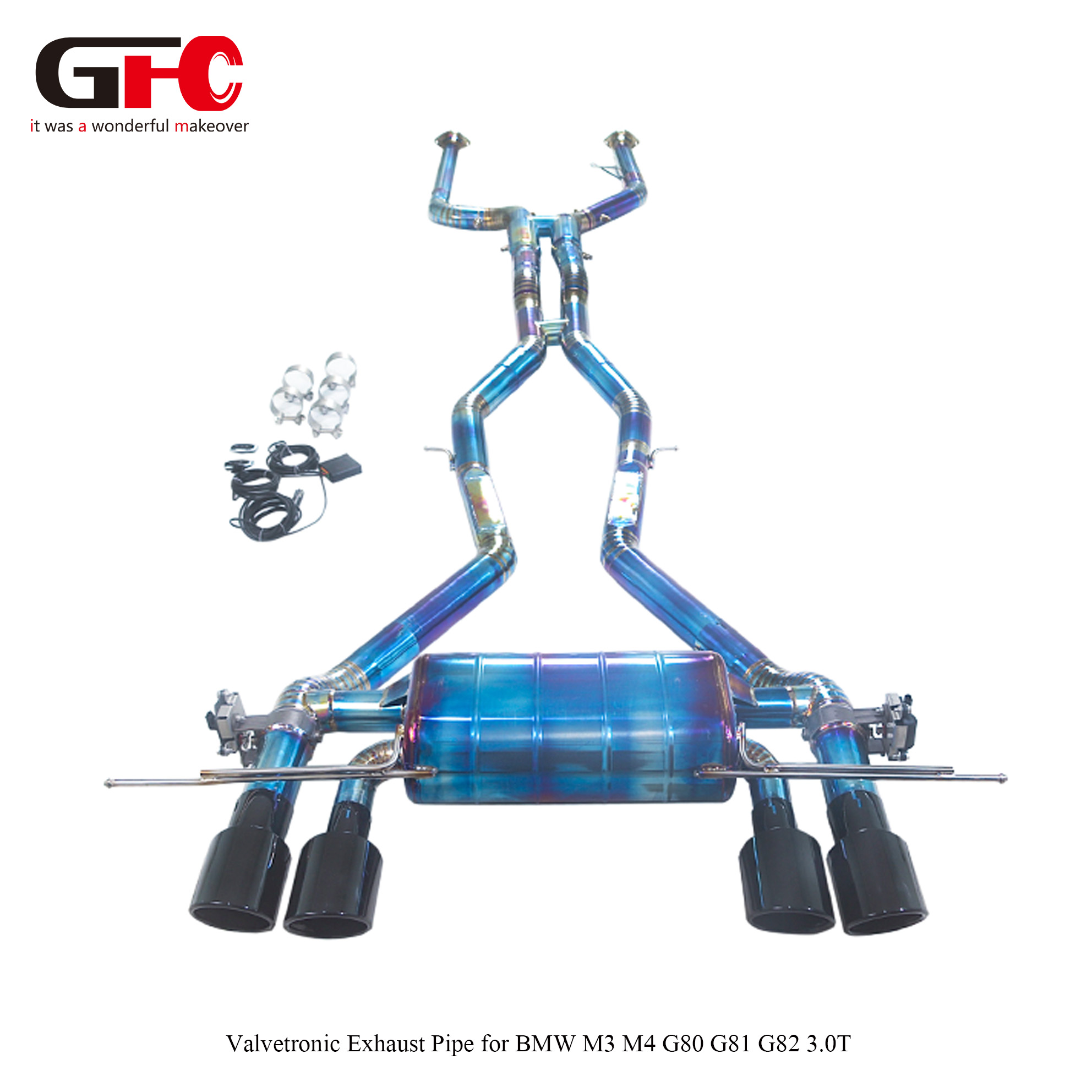 BMW M3 M4 (G80/G81/G82) 3.0T Modified Catback Exhaust Single Muffler Dual Valvetronic Quad Exit
