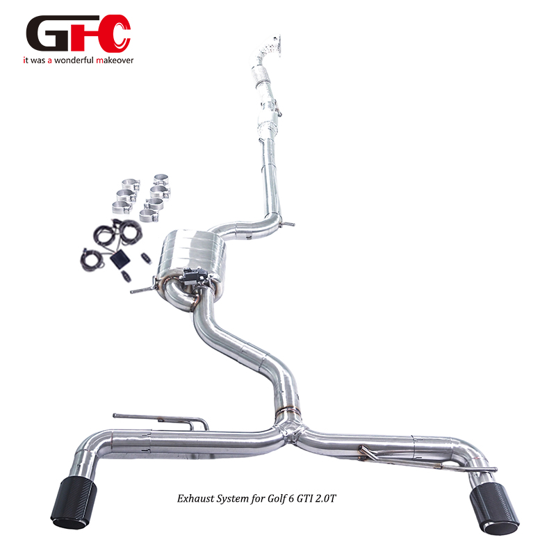Volkswagen Golf 6 GTI 2.0T High-Flow 200 Cell Catalytic Converter Downpipe + Cat-Back Single Muffler Single Valve Dual Exit Exhaust System