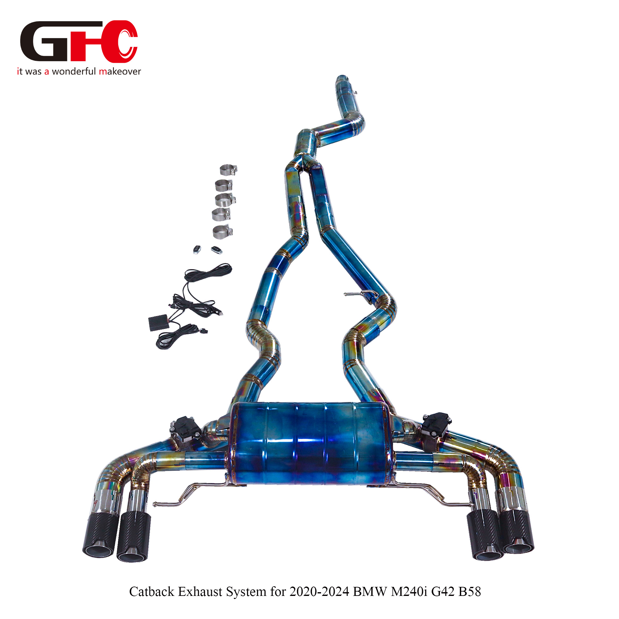 2023 BMW M240i (G42) 3.0T B58 Cat-Back Exhaust System , Single Muffler, Dual Valves, Dual Rear Exit