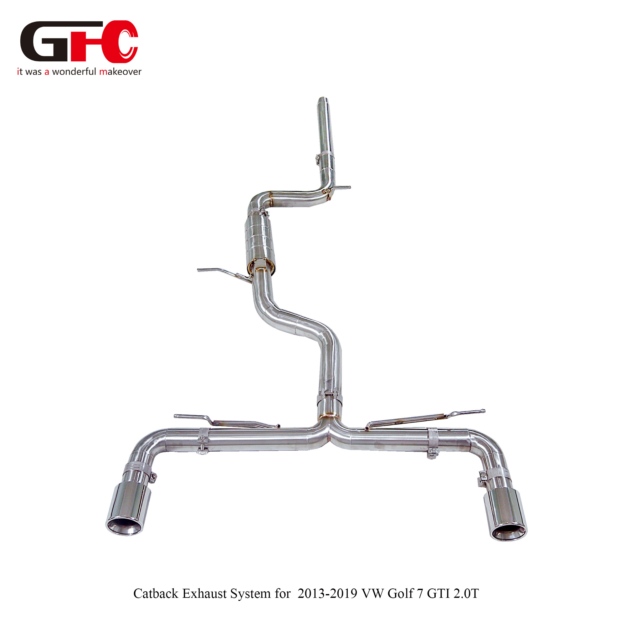 Volkswagen Golf 7 GTI 2.0T Catback Exhaust – Mid-to-Rear Section with Single Muffler (Dual Exit)