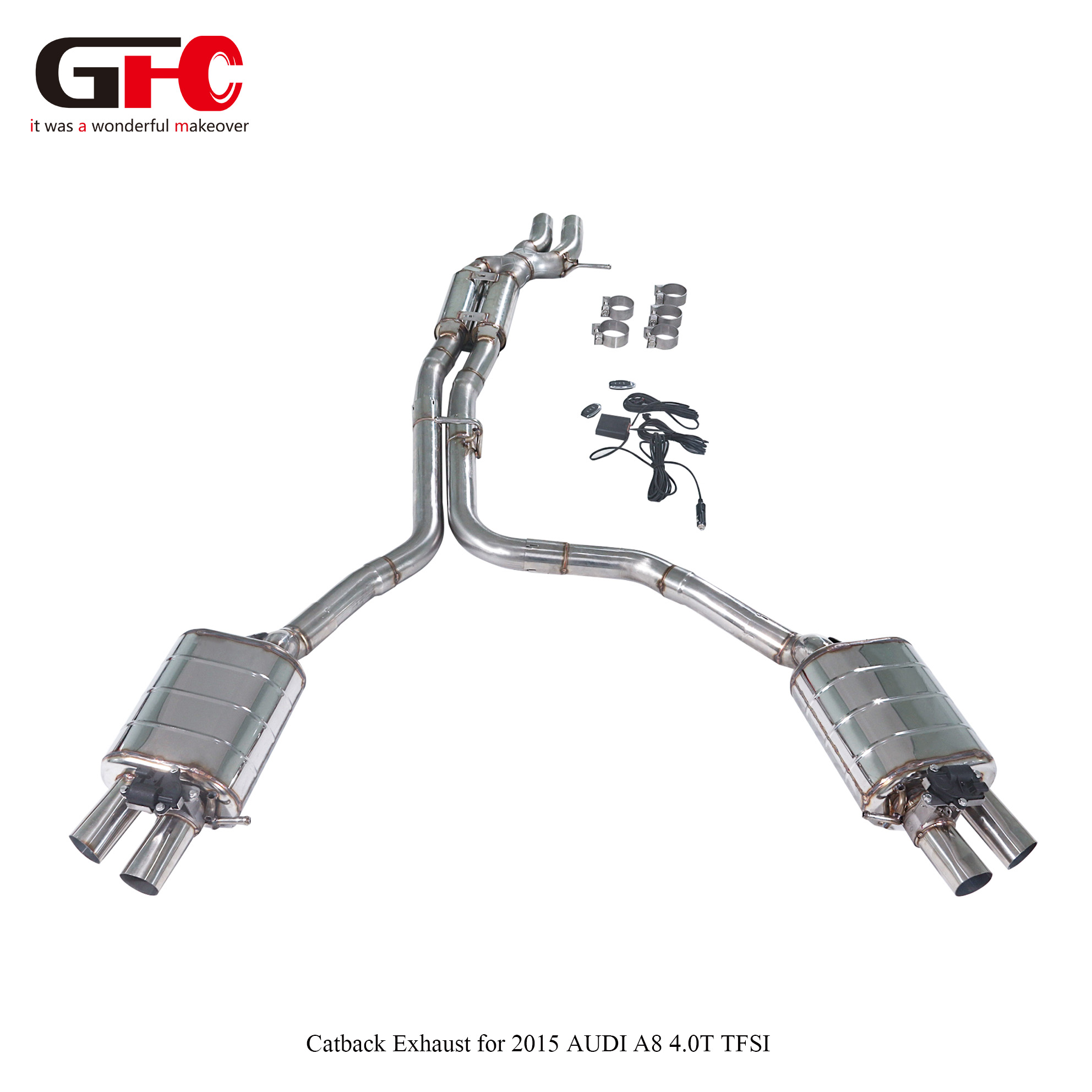 2015 Audi A8 (D4/4H) 4.0T TFSI Cat-Back Exhaust System – Dual Mufflers, Retains OEM Valve Motors, Dual Rear Exit